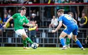 16 June 2023; Andy Moran of Republic of Ireland, centre, in action against Oleksandr Syrota of Ukraine during the U21 International friendly match between Ukraine and the Republic of Ireland at Union Sport-Club, Blamau in Bad Blamau, Austria. Photo by Blaz Weindorfer/Sportsfile