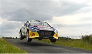 16 June 2023; Sam Moffett and Keith Moriarty in their Hyundai i20 N Rally2 during day one of the Wilton Recycling Donegal International Rally round 5 of the Irish Tarmac Rally Championship at Donegal Town in Donegal. Photo by Philip Fitzpatrick/Sportsfile