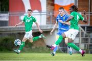 16 June 2023; Bosun Lawal of Republic of Ireland scores his side's second goal during the U21 International friendly match between Ukraine and the Republic of Ireland at Union Sport-Club, Blamau in Bad Blamau, Austria. Photo by Blaz Weindorfer/Sportsfile