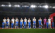 16 June 2023; The Republic of Ireland team, from left to right, Adam Idah, Darragh Lenihan, Evan Ferguson, Callum O’Dowda, Jayson Molumby, Will Smallbone, Josh Cullen, Nathan Collins, Matt Doherty, Gavin Bazunu and John Egan, before the UEFA EURO 2024 Championship qualifying group B match between Greece and Republic of Ireland at the OPAP Arena in Athens, Greece. Photo by Stephen McCarthy/Sportsfile