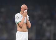 16 June 2023; Will Smallbone of Republic of Ireland reacts during the UEFA EURO 2024 Championship qualifying group B match between Greece and Republic of Ireland at the OPAP Arena in Athens, Greece. Photo by Stephen McCarthy/Sportsfile