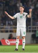 16 June 2023; Nathan Collins of Republic of Ireland awaits the VAR decision on his side's first goal during the UEFA EURO 2024 Championship qualifying group B match between Greece and Republic of Ireland at the OPAP Arena in Athens, Greece. Photo by Seb Daly/Sportsfile