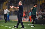 16 June 2023; Republic of Ireland manager Stephen Kenny, left, and Republic of Ireland coach Keith Andrews react during the UEFA EURO 2024 Championship qualifying group B match between Greece and Republic of Ireland at the OPAP Arena in Athens, Greece. Photo by Seb Daly/Sportsfile