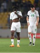 16 June 2023; Michael Obafemi, left, and Mikey Johnston of Republic of Ireland after their side's defeat in the UEFA EURO 2024 Championship qualifying group B match between Greece and Republic of Ireland at the OPAP Arena in Athens, Greece. Photo by Stephen McCarthy/Sportsfile