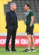 16 June 2023; Republic of Ireland manager Stephen Kenny and coach Keith Andrews, right, before the UEFA EURO 2024 Championship qualifying group B match between Greece and Republic of Ireland at the OPAP Arena in Athens, Greece. Photo by Stephen McCarthy/Sportsfile
