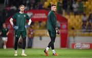 16 June 2023; Republic of Ireland's goalkeepers Caoimhin Kelleher, left, and Mark Travers before the UEFA EURO 2024 Championship qualifying group B match between Greece and Republic of Ireland at the OPAP Arena in Athens, Greece. Photo by Seb Daly/Sportsfile