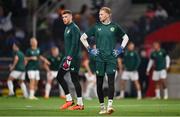 16 June 2023; Republic of Ireland's goalkeepers Caoimhin Kelleher, right, and Mark Travers before the UEFA EURO 2024 Championship qualifying group B match between Greece and Republic of Ireland at the OPAP Arena in Athens, Greece. Photo by Seb Daly/Sportsfile