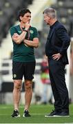 16 June 2023; Republic of Ireland manager Stephen Kenny, right, and coach Keith Andrews before  the UEFA EURO 2024 Championship qualifying group B match between Greece and Republic of Ireland at the OPAP Arena in Athens, Greece. Photo by Seb Daly/Sportsfile