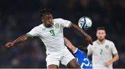 16 June 2023; Michael Obafemi of Republic of Ireland in action against Manolis Siopis of Greece during the UEFA EURO 2024 Championship qualifying group B match between Greece and Republic of Ireland at the OPAP Arena in Athens, Greece. Photo by Seb Daly/Sportsfile