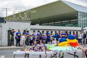 17 June 2023; Supporters outside the ground before the GAA Hurling All-Ireland Senior Championship Preliminary Quarter Final match between Offaly and Tipperary at Glenisk O'Connor Park in Tullamore, Offaly. Photo by Michael P Ryan/Sportsfile