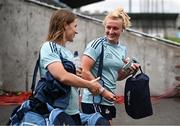 17 June 2023; Carla Rowe, right, and Aoife Kane of Dublin arrive before the TG4 All-Ireland Ladies Senior Football Championship Round 1 match between Dublin and Kerry at Parnell Park in Dublin. Photo by Harry Murphy/Sportsfile