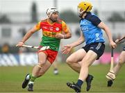 17 June 2023; Chris Nolan of Carlow in action against Daire Gray of Dublin during the GAA Hurling All-Ireland Senior Championship Preliminary Quarter Final match between Carlow and Dublin at Netwatch Cullen Park in Carlow. Photo by Sam Barnes/Sportsfile