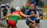 17 June 2023; Paddy Smyth of Dublin in action against Paddy Boland of Carlow during the GAA Hurling All-Ireland Senior Championship Preliminary Quarter Final match between Carlow and Dublin at Netwatch Cullen Park in Carlow. Photo by Sam Barnes/Sportsfile