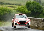 17 June 2023; Garry Jennings and Rory Kennedy in their Ford Fiesta Rally2 during day two of the Wilton Recycling Donegal International Rally round 5 of the Irish Tarmac Championship at Portsalon in Donegal. Photo by Philip Fitzpatrick/Sportsfile