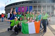 17 June 2023; A group of family and volunteers for Special Olympics Team Ireland outside the stadium before the World Special Olympic Games 2023 Opening Ceremony in the Olympiastadion Berlin, Germany. Photo by Ray McManus/Sportsfile