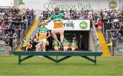 17 June 2023; Jason Sampson of Offaly makes his way out for the team photo before the GAA Hurling All-Ireland Senior Championship Preliminary Quarter Final match between Offaly and Tipperary at Glenisk O'Connor Park in Tullamore, Offaly. Photo by Michael P Ryan/Sportsfile