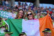 17 June 2023; Kim Gerber and Ber Connolly, both from Clarinbridge, supporting Team Ireland during the World Special Olympic Games 2023 Opening Ceremony in the Olympiastadion Berlin, Germany. Photo by Ray McManus/Sportsfile