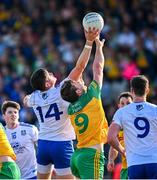 17 June 2023; Gary Mohan of Monaghan in action against Hugh McFadden of Donegal during the GAA Football All-Ireland Senior Championship Round 3 match between Monaghan and Donegal at O'Neills Healy Park in Omagh, Tyrone. Photo by Ramsey Cardy/Sportsfile