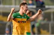 17 June 2023; Mark Curran of Donegal celebrates at the final whistle of the GAA Football All-Ireland Senior Championship Round 3 match between Monaghan and Donegal at O'Neills Healy Park in Omagh, Tyrone. Photo by Ramsey Cardy/Sportsfile