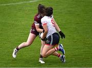 17 June 2023; Ciara O'Sullivan of Cork and Leanne Coen of Galway collide during the TG4 All-Ireland Ladies Senior Football Championship Round 1 match between Galway and Cork at Pearse Stadium in Galway. Photo by Piaras Ó Mídheach/Sportsfile