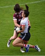 17 June 2023; Ciara O'Sullivan of Cork and Leanne Coen of Galway collide during the TG4 All-Ireland Ladies Senior Football Championship Round 1 match between Galway and Cork at Pearse Stadium in Galway. Photo by Piaras Ó Mídheach/Sportsfile