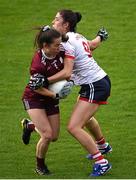 17 June 2023; Aoife Molloy of Galway in action against Ciara O'Sullivan of Cork during the TG4 All-Ireland Ladies Senior Football Championship Round 1 match between Galway and Cork at Pearse Stadium in Galway. Photo by Piaras Ó Mídheach/Sportsfile