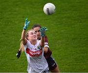 17 June 2023; Eimear Kiely of Cork in action against Kate Geraghty of Galway during the TG4 All-Ireland Ladies Senior Football Championship Round 1 match between Galway and Cork at Pearse Stadium in Galway. Photo by Piaras Ó Mídheach/Sportsfile