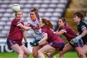17 June 2023; Doireann O'Sullivan of Cork in action against Galway players, from left, Louise Ward, Sarah Ní Loingsigh, Kate Geraghty and Karen Connolly during the TG4 All-Ireland Ladies Senior Football Championship Round 1 match between Galway and Cork at Pearse Stadium in Galway. Photo by Piaras Ó Mídheach/Sportsfile
