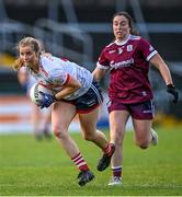 17 June 2023; Róisín Phelan of Cork in action against Leanne Coen of Galway during the TG4 All-Ireland Ladies Senior Football Championship Round 1 match between Galway and Cork at Pearse Stadium in Galway. Photo by Piaras Ó Mídheach/Sportsfile