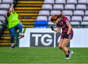 17 June 2023; Kate Slevin of Galway celebrates after scoring a late point during the TG4 All-Ireland Ladies Senior Football Championship Round 1 match between Galway and Cork at Pearse Stadium in Galway. Photo by Piaras Ó Mídheach/Sportsfile