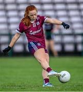 17 June 2023; Kate Slevin of Galway scores her side's third goal during the TG4 All-Ireland Ladies Senior Football Championship Round 1 match between Galway and Cork at Pearse Stadium in Galway. Photo by Piaras Ó Mídheach/Sportsfile