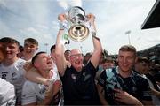 13 May 2023; Kildare kitman Mick Curley celebrates with the cup after the Eirgrid GAA Football All-Ireland U20 Championship Final between Kildare and Sligo at Kingspan Breffni in Cavan. Photo by Stephen McCarthy/Sportsfile