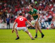 18 June 2023; Adrian Spillane of Kerry in action against Niall Sharkey of Louth during the GAA Football All-Ireland Senior Championship Round 3 match between Kerry and Louth at Laois Hire O'Moore Park in Portaloise, Laois. Photo by Michael P Ryan/Sportsfile