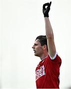 18 June 2023; Eoghan McSweeney of Cork celebrates a score during the GAA Football All-Ireland Senior Championship Round 3 match between Cork and Mayo at TUS Gaelic Grounds in Limerick. Photo by Eóin Noonan/Sportsfile