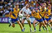18 June 2023; Kevin Flynn of Kildare in action against Ciaráin Murtagh of Roscommon during the GAA Football All-Ireland Senior Championship Round 3 match between Roscommon and Kildare at Glenisk O'Connor Park in Tullamore, Offaly. Photo by Daire Brennan/Sportsfile
