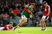 18 June 2023; Tommy Conroy of Mayo celebrates after scoring his side's first goal during the GAA Football All-Ireland Senior Championship Round 3 match between Cork and Mayo at TUS Gaelic Grounds in Limerick. Photo by Eóin Noonan/Sportsfile