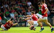 18 June 2023; Tommy Conroy of Mayo shoots to score his side's first goal during the GAA Football All-Ireland Senior Championship Round 3 match between Cork and Mayo at TUS Gaelic Grounds in Limerick. Photo by Eóin Noonan/Sportsfile