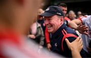 18 June 2023; Cork manager John Cleary celebrates with supporters after the GAA Football All-Ireland Senior Championship Round 3 match between Cork and Mayo at TUS Gaelic Grounds in Limerick. Photo by Eóin Noonan/Sportsfile