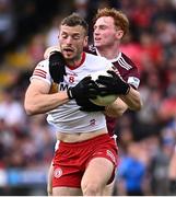 18 June 2023; Brian Kennedy of Tyrone in action against Ronan Wallace of Westmeath during the GAA Football All-Ireland Senior Championship Round 3 match between Tyrone and Westmeath at Kingspan Breffni in Cavan. Photo by Ramsey Cardy/Sportsfile