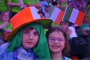 7 June 2023; Team Ireland supporter Coby Gallagher, from Greystones, Co Wicklow, and his sister Lucy at the World Special Olympic Games 2023 Opening Ceremony in the Olympiastadion Berlin, Germany.  Photo by Ray McManus/Sportsfile