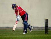 18 June 2023; Bella Armstrong of Dragons during the Evoke Super Series 2023 match between Typhoons and Dragons at YMCA Sports Ground on Claremont Road, Dublin. Photo by Piaras Ó Mídheach/Sportsfile