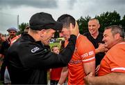 18 June 2023; Armagh manager Kieran McGeeney and Rory Grugan of Armagh after their side's victory in the GAA Football All-Ireland Senior Championship Round 3 match between Galway and Armagh at Avant Money Páirc Seán Mac Diarmada in Carrick-on-Shannon, Leitrim. Photo by Harry Murphy/Sportsfile