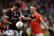 18 June 2023; Galway players keep Ciaran Mackin of Armagh away from Shane Walsh  of Galway before he take a last minute free during the GAA Football All-Ireland Senior Championship Round 3 match between Galway and Armagh at Avant Money Páirc Seán Mac Diarmada in Carrick-on-Shannon, Leitrim. Photo by Harry Murphy/Sportsfile