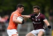 18 June 2023; Paddy Burns of Armagh in action against Shane Walsh of Galway during the GAA Football All-Ireland Senior Championship Round 3 match between Galway and Armagh at Avant Money Páirc Seán Mac Diarmada in Carrick-on-Shannon, Leitrim. Photo by Harry Murphy/Sportsfile