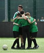 18 June 2023; Swords Celtic players form a huddle during the Football For All National Blitz on the Sport Ireland Campus in Dublin. Photo by Seb Daly/Sportsfile