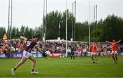 18 June 2023; Shane Walsh  of Galway prepares to take a free in late in the game during the GAA Football All-Ireland Senior Championship Round 3 match between Galway and Armagh at Avant Money Páirc Seán Mac Diarmada in Carrick-on-Shannon, Leitrim. Photo by Harry Murphy/Sportsfile