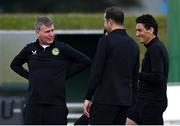 18 June 2023; Manager Stephen Kenny, left, with coaches John O'Shea and Keith Andrews, right, during a Republic of Ireland training session at the FAI National Training Centre in Abbotstown, Dublin. Photo by Stephen McCarthy/Sportsfile