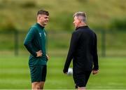 18 June 2023; Evan Ferguson and manager Stephen Kenny during a Republic of Ireland training session at the FAI National Training Centre in Abbotstown, Dublin. Photo by Stephen McCarthy/Sportsfile