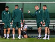 18 June 2023; Players, from left, Mikey Johnston, Jason Knight, James McClean and Alan Browne during a Republic of Ireland training session at the FAI National Training Centre in Abbotstown, Dublin. Photo by Stephen McCarthy/Sportsfile