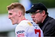 18 June 2023; Tyrone joint-manager Feargal Logan and Peter Harte of Tyrone during the GAA Football All-Ireland Senior Championship Round 3 match between Tyrone and Westmeath at Kingspan Breffni in Cavan. Photo by Ramsey Cardy/Sportsfile